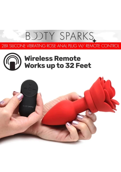 28X Silicone Vibrating Rose Anal Plug with Remote — image 21 of 24