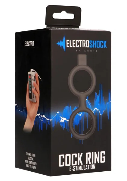 E-Stimulation Cock Ring with Ballstrap - Black