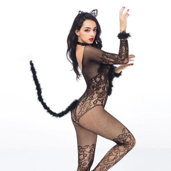 Naughty Kitten Lingerie Bodystocking Costume — image 6 of 7