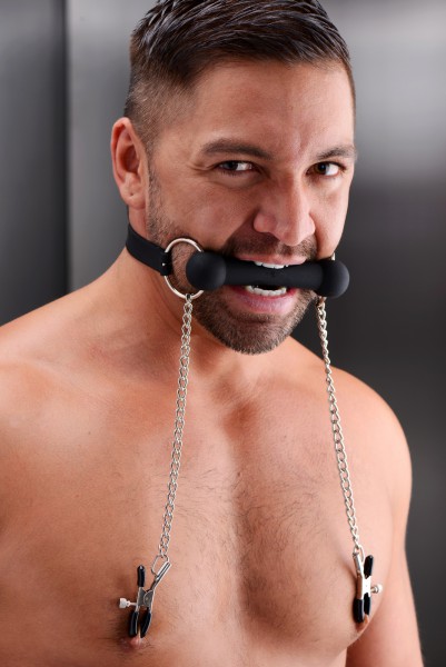 Silicone Mouth Gag + Nipple Clamps