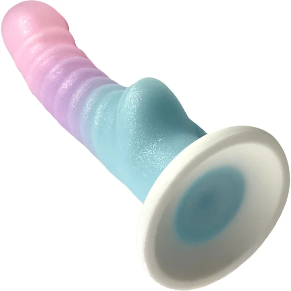 Cotton Candy Powder Puff 6.75" Silicone Suction Cup Dildo