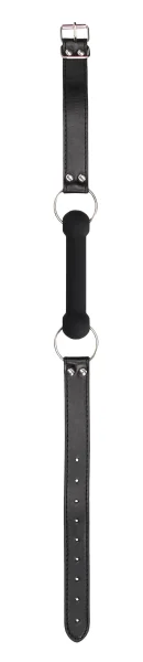 Silicone Bit Gag With Adjustable Bonded Leather  Straps - Black