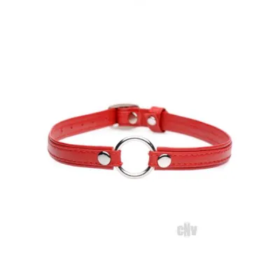 Fiery Pet Leather Choker With Silver Ring