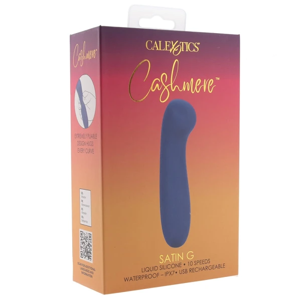 Cashmere Satin G Rechargeable Waterproof Silicone G-Spot Vibrator By CalExotics - Blue