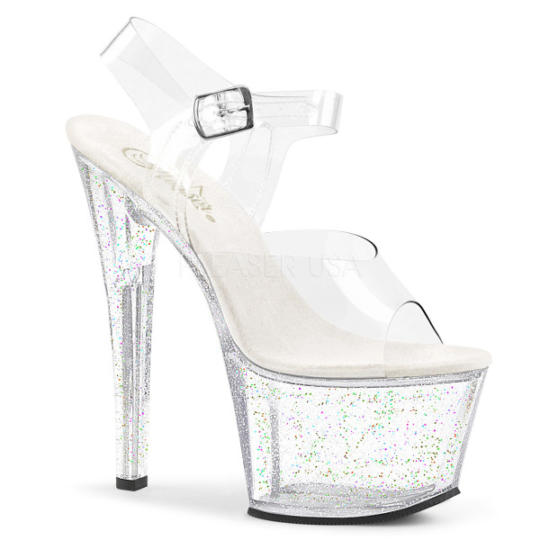 7 inches Heel, 2 3/4 inches PF Ankle Strap Sandal W/Mini Glitters — image 13 of 25