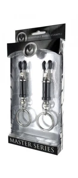 Adjustable Bondage Ring Barrel Nipple Clamps