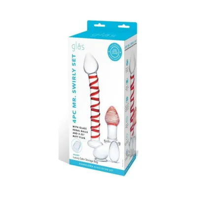Glas Mr Swirly Set With Glass Kegal Balls And 3 25 In Buttplug