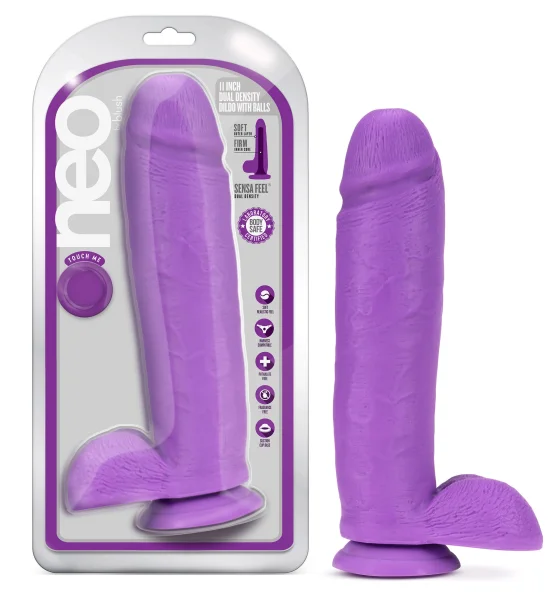 Neo - 11 Inch Dual Density Dildo - Neon Purple
