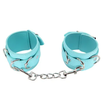 Love In Leather Turquoise Blue Faux Leather Wrist Cuffs