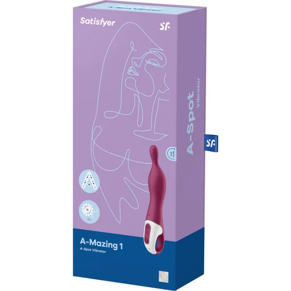Satisfyer A-Mazing 1 Rechargeable Waterproof 12-Function A-Spot Vibrator - Berry