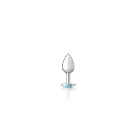 Cheeky Charms Silver Metal Butt Plug Round Clear Small