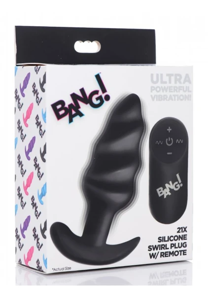 Remote Control 21X Vibrating Silicone Swirl Butt Plug