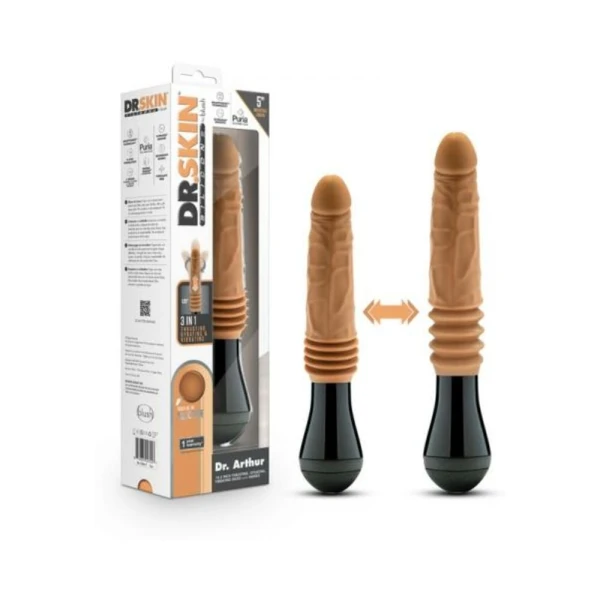 Vibrating Dildos: Dr. Skin Silicone Dr. Arthur Thrusting Gyrating Vibrating Dildo Tan