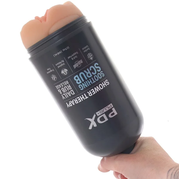 PDX Plus Shower Therapy Soothing Scrub Discreet Penis Stroker By Pipedream - Vanilla