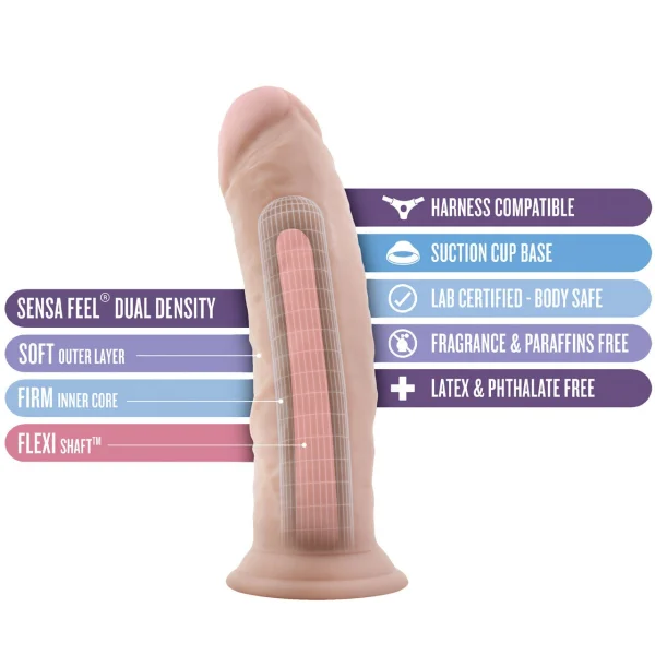 Au Naturel 8 Inch Sensa Feel Dual Density Dildo By Blush - Vanilla