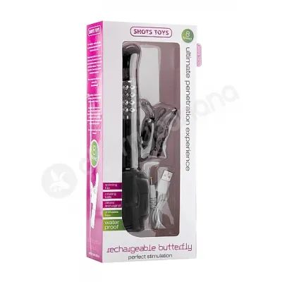 Shots Toys Black Rechargeable Butterfly Vibrator