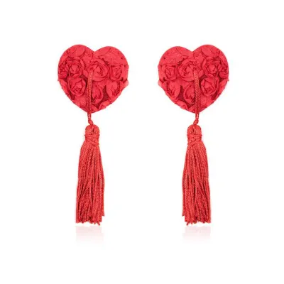 Rose Heart Nipple Tassels Red