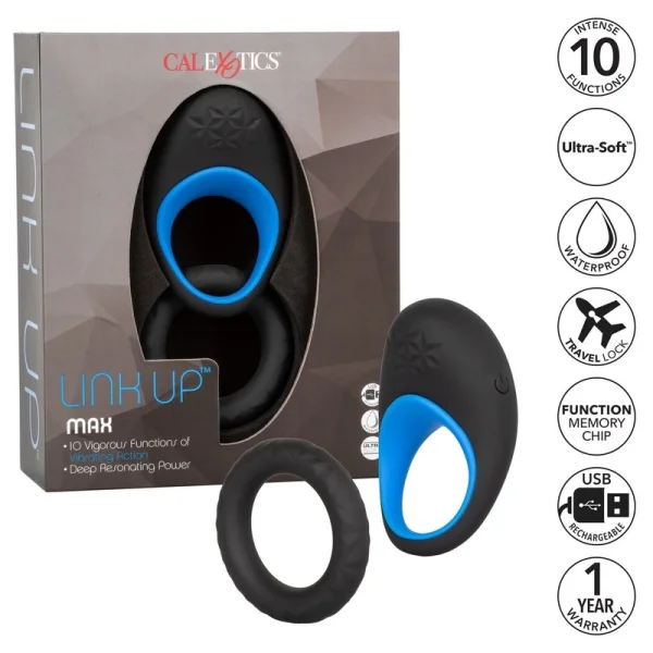 Link Up Max Silicone Rechargeable Vibrating Cock Ring By CalExotics
