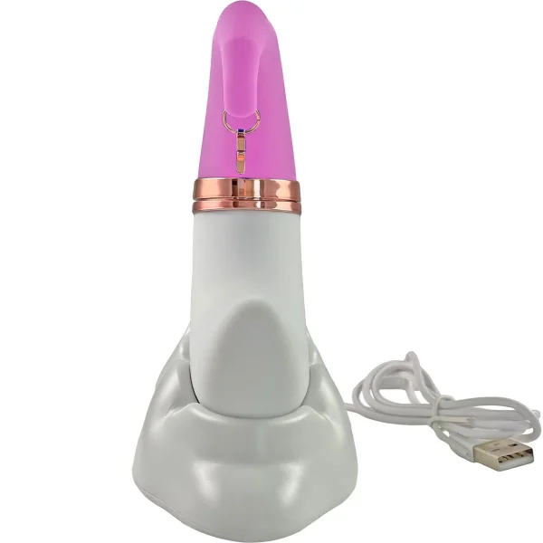 Happy Moon Rechargeable Pleasure Air Clitoral Stimulator With G-Spot Vibrator - Pink