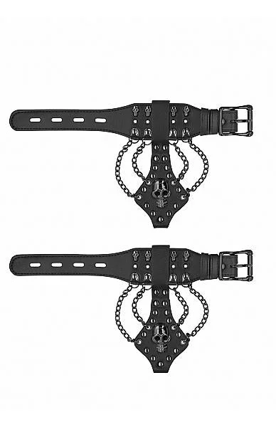 Ouch! Handcuffs With Skulls And Chains Black