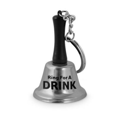 Ring For A Drink Keyring Bell Silver