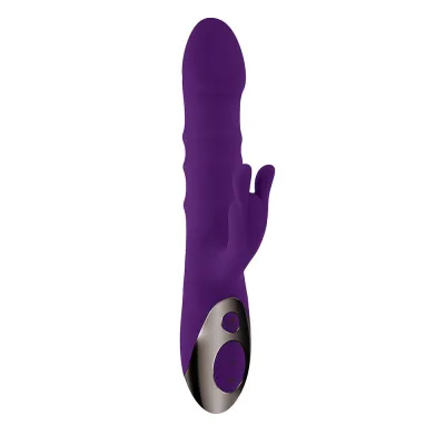 Rabbit Vibrators Playboy Hop To It Rechargeable Thrusting Silicone Dual Stimulation Vibrator Acai