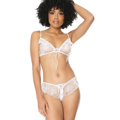 Coquette Adore You White Tulle Bralette with Boyshort