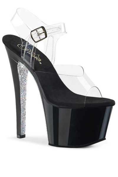 Pleaser Sky 7" Platform Sandal With Rhinestone Accents