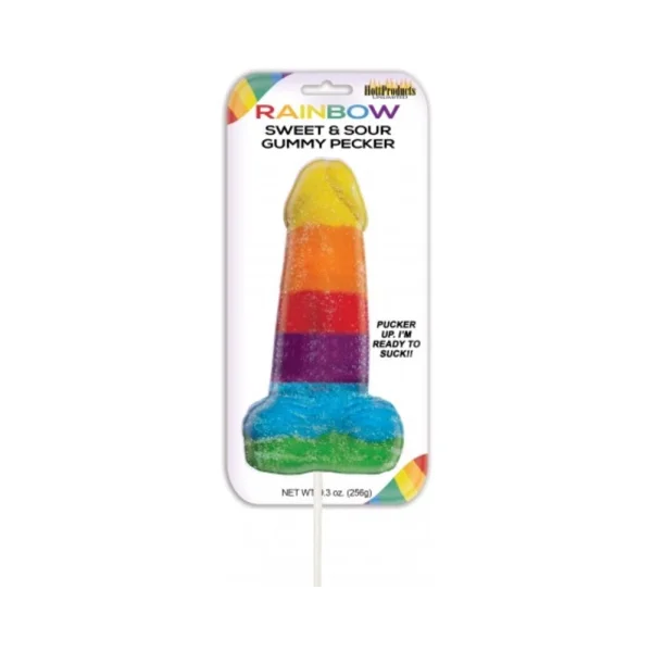Sweet & Sour Jumbo Rainbow Gummy Cock Pop