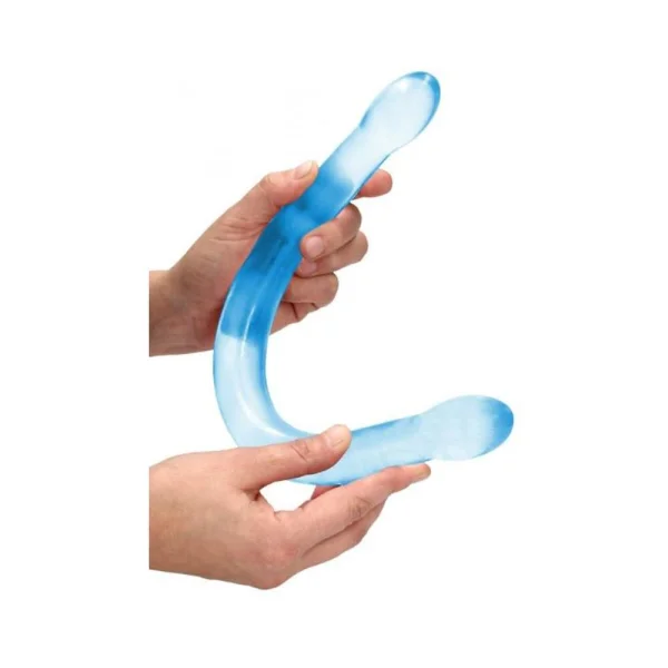 Realrock Crystal Clear Non-realistic Double Dong 17 In. Blue