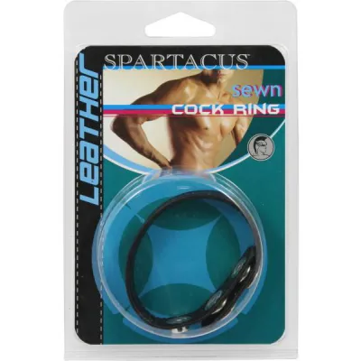 Plain Joe Sewn Leather Cock Ring with Snaps Black