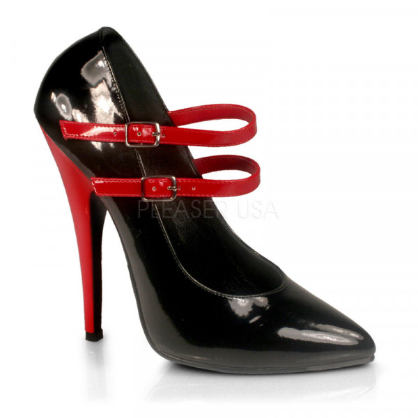 DOMINA-442 - 6" Mary Jane Pump W/ Contrast Heel