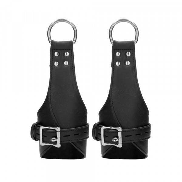 Ouch! Pain - Calf Leather Suspension Wrist Bondage Handcuffs