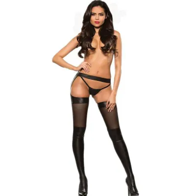 Allure Waist Garter Tights Black L xl