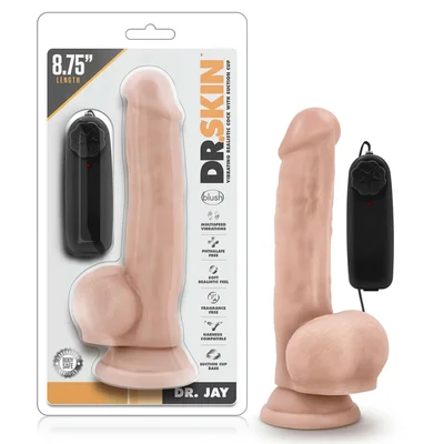 Dr Skin Realistic 8 75 Inch Dr Jay Vibrating Suction Anal Dildo with Balls