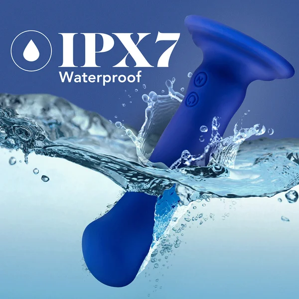 Impressions N2 Blue Vibrating Silicone Anal Dildo with Suction Cup by Blush Novelties — image 7 of 7