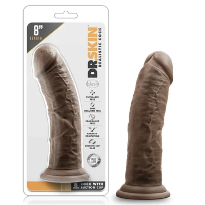 Dr Skin Thick 8 Inch Brown Realistic Suction Cup Anal Dildo by Blush Novelties