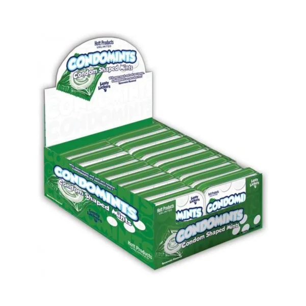 : Condomints Spearmint Flavor Condom Shaped Mints (12 Tin Display)