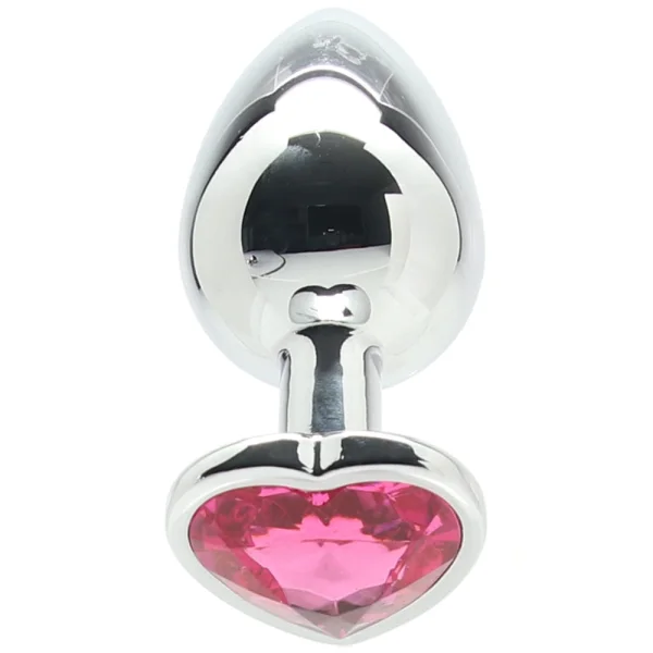Shots Ouch! Heart Gem Butt Plug Large - Silver/Rubellite Pink