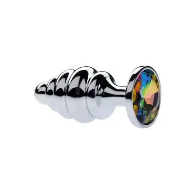 Kink Range Alloy Gemmed Butt Plug 3 7 Inch Rainbow Large
