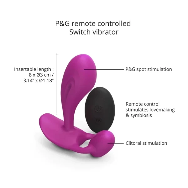 Love To Love Witty Rechargeable Silicone G-Spot / P-Spot Vibrator With Clitoral Stimulator - Sweet Orchid Magenta