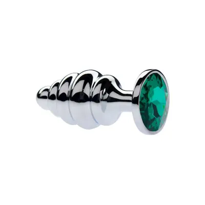 Kink Range Alloy Gemmed Butt Plug 3 7 Inch Green Large