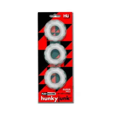 Hunkyjunk Superhuj 3 pack Cockrings Clear Ice