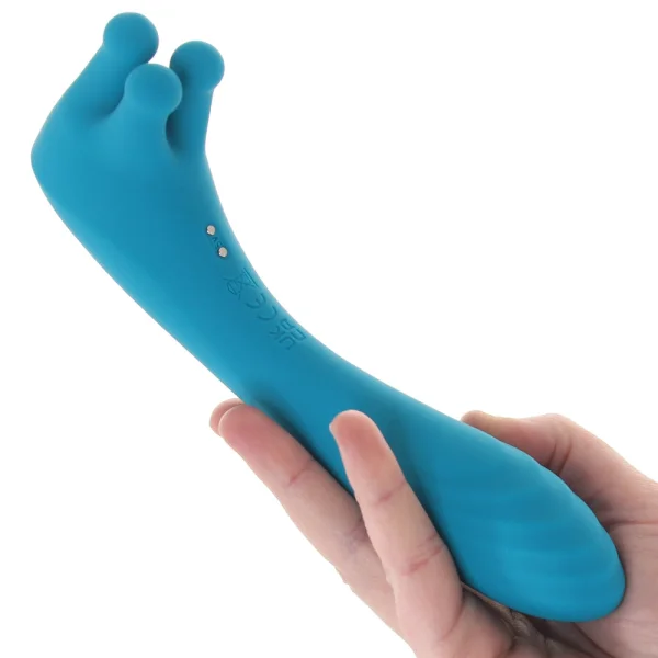 Heads Or Tails Silicone Rechargeable Waterproof Dual Stimulation Vibrator By Evolved Novelties - Teal