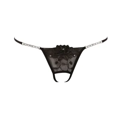 Rhinestone G string Black S m