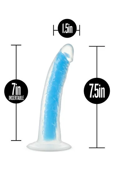 Blush Neo Blue Elite Glow in the Dark 7.5" Silicone Dual Density Cock — image 5 of 6