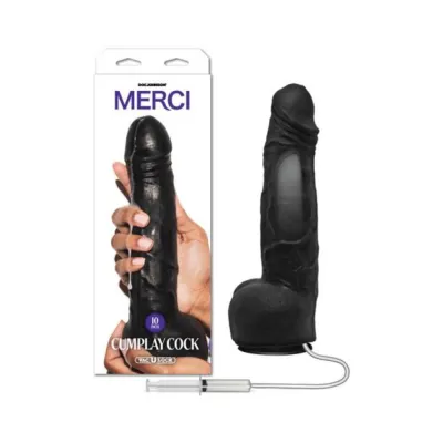 Extreme Dildos Merci Dual Density Ultraskyn Squirting Cumplay Cock With Removable Vac u lock Suction Cup 10in Black