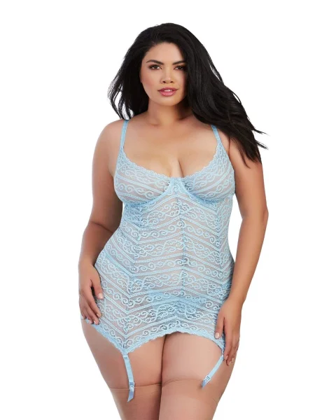 Garterslip & G-String - 3x - Light Blue