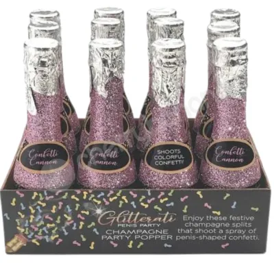Glitterati Champagne Penis Confetti Party Poppers Pack of 12