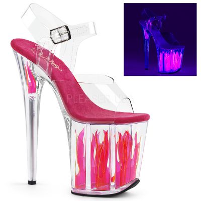 8 inches Heel 4 inches PF Ankle Strap Sandal w PVC Flame